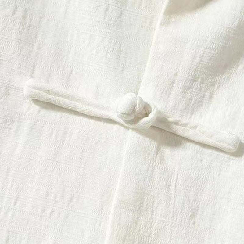 Camicia da uomo a maniche lunghe con bottoni a rana e tasca, con colletto rialzato, Buddha Stones - image 3