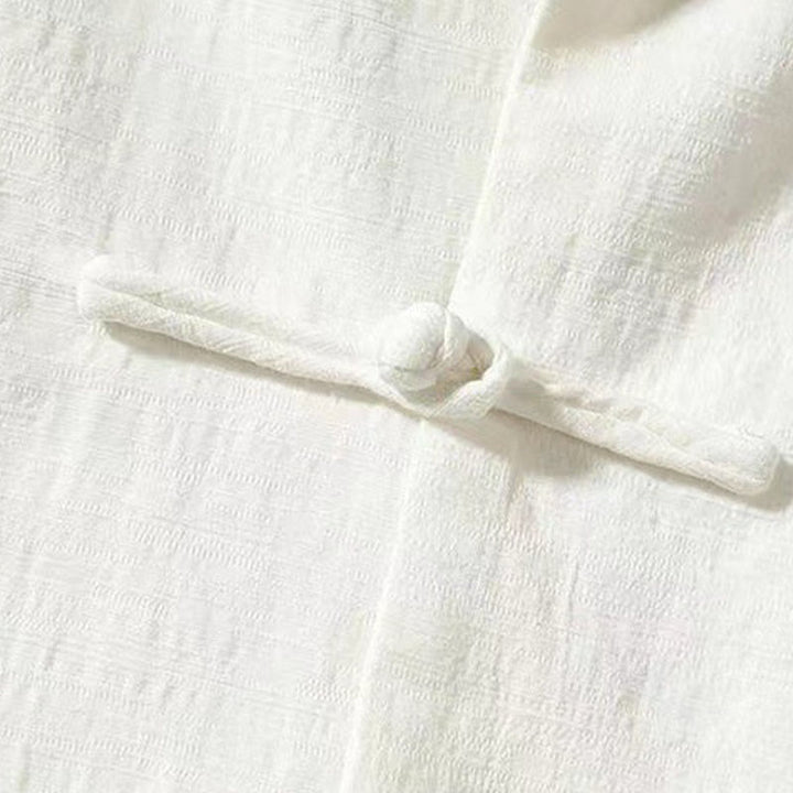 Camicia da uomo a maniche lunghe con bottoni a rana e tasca, con colletto rialzato, Buddha Stones - image 3