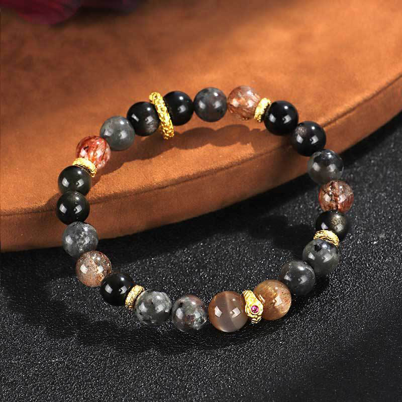 Braccialetto positivo Buddha Stones Sun Stone Lava Rock