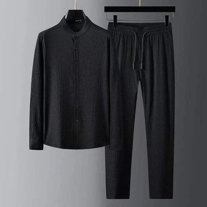 Set di pantaloni a maniche lunghe in tinta unita Buddha Stones , abbigliamento da uomo - Nero - US/UK/AU44, EU54 (4XL) - image 0