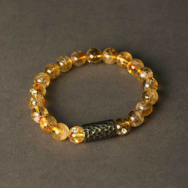 Braccialetto a doppio giro con protezione dei semi di Bodhi, citrino, sandalo e Buddha Stones