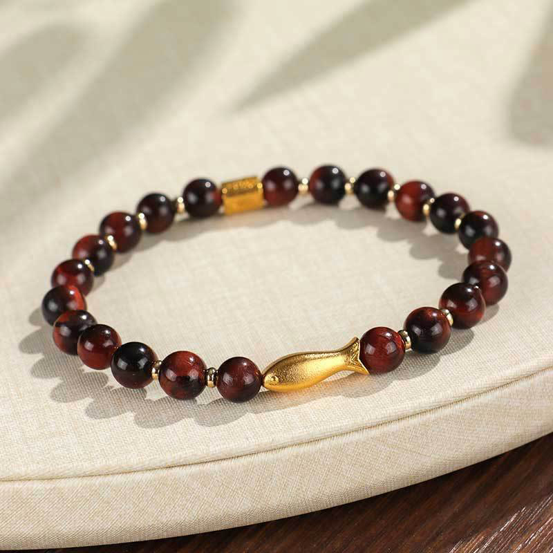 Braccialetto Buddha Stones Tiger Eye Koi Fish Coraggio