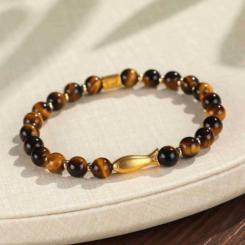 Braccialetto Buddha Stones Tiger Eye Koi Fish Coraggio