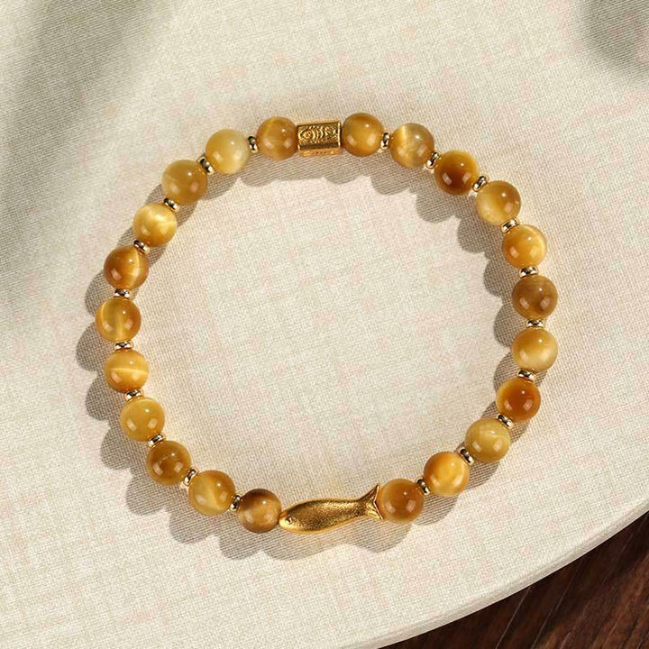 Braccialetto Buddha Stones Tiger Eye Koi Fish Coraggio