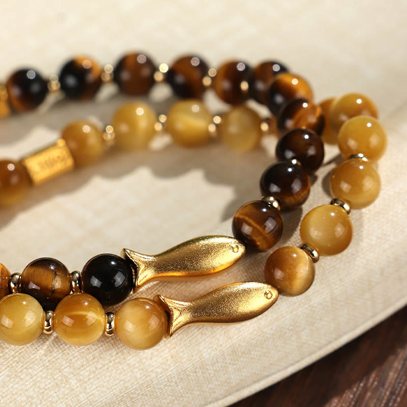 Braccialetto Buddha Stones Tiger Eye Koi Fish Coraggio