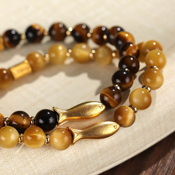 Braccialetto Buddha Stones Tiger Eye Koi Fish Coraggio