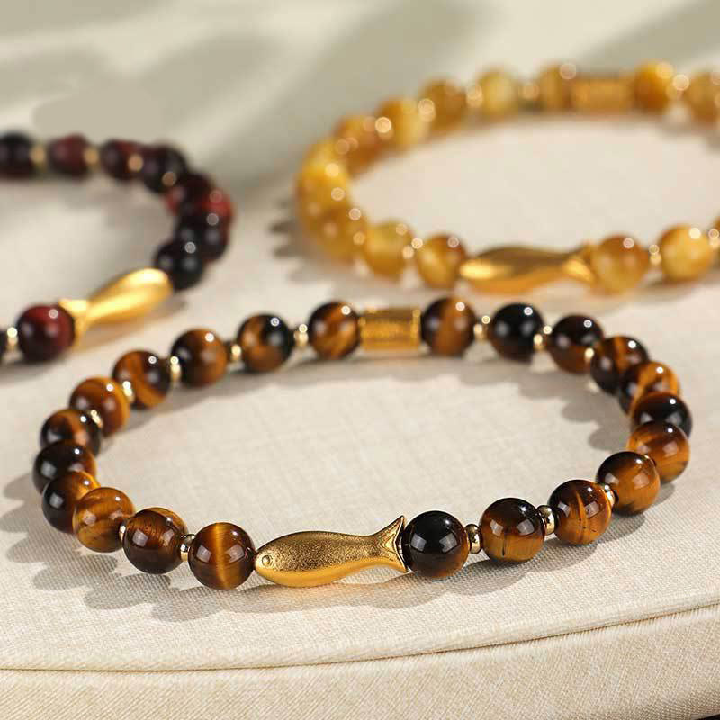Braccialetto Buddha Stones Tiger Eye Koi Fish Coraggio