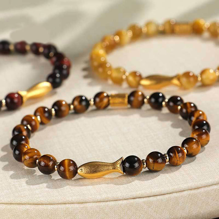 Braccialetto Buddha Stones Tiger Eye Koi Fish Coraggio