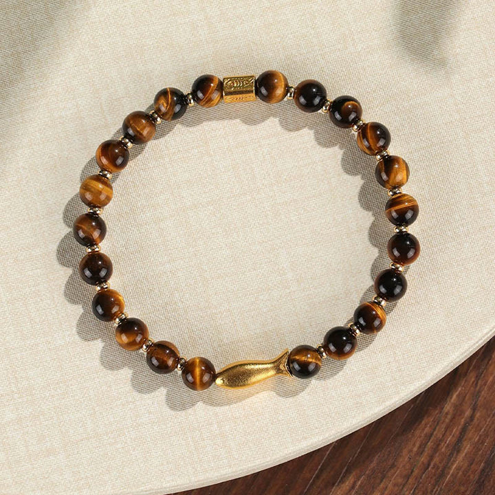 Braccialetto Buddha Stones Tiger Eye Koi Fish Coraggio
