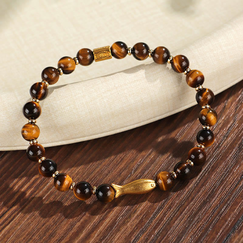 Braccialetto Buddha Stones Tiger Eye Koi Fish Coraggio