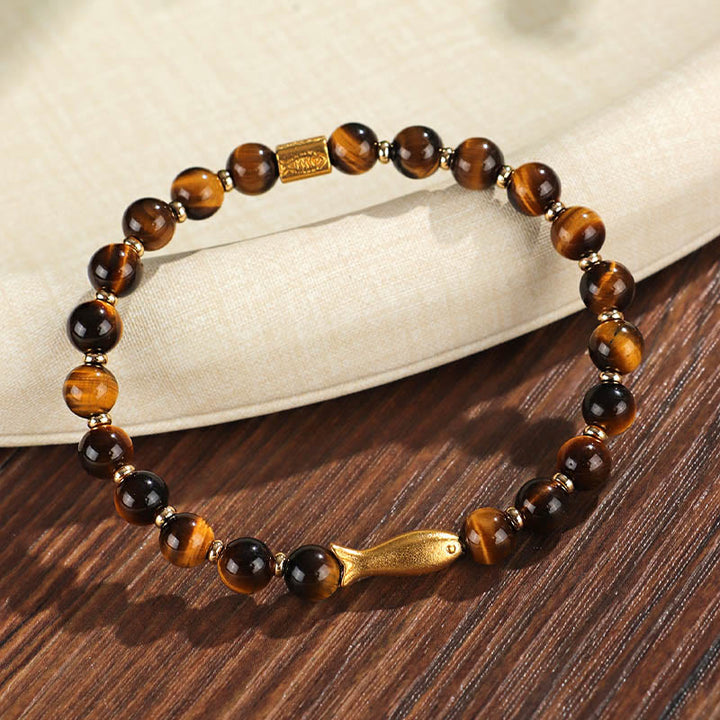 Braccialetto Buddha Stones Tiger Eye Koi Fish Coraggio