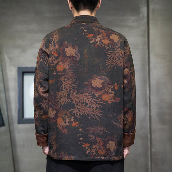 Buddha Stones Frog-Button Cinese Tang Suit Camicia Lunga Cotone Uomo Giacca Abbigliamento - image 2