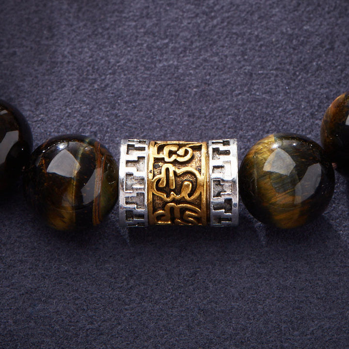 Braccialetto Buddha Stones Tiger Eye Six True Words Courage