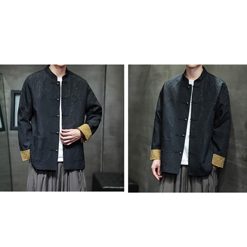Buddha Stones Tang Suit Casual Frog-bottoni Manica Lunga Nylon Giacca Camicia Uomo Abbigliamento - image 7