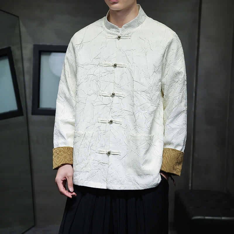 Buddha Stones Tang Suit Casual Frog-bottoni Manica Lunga Nylon Giacca Camicia Uomo Abbigliamento - image 12