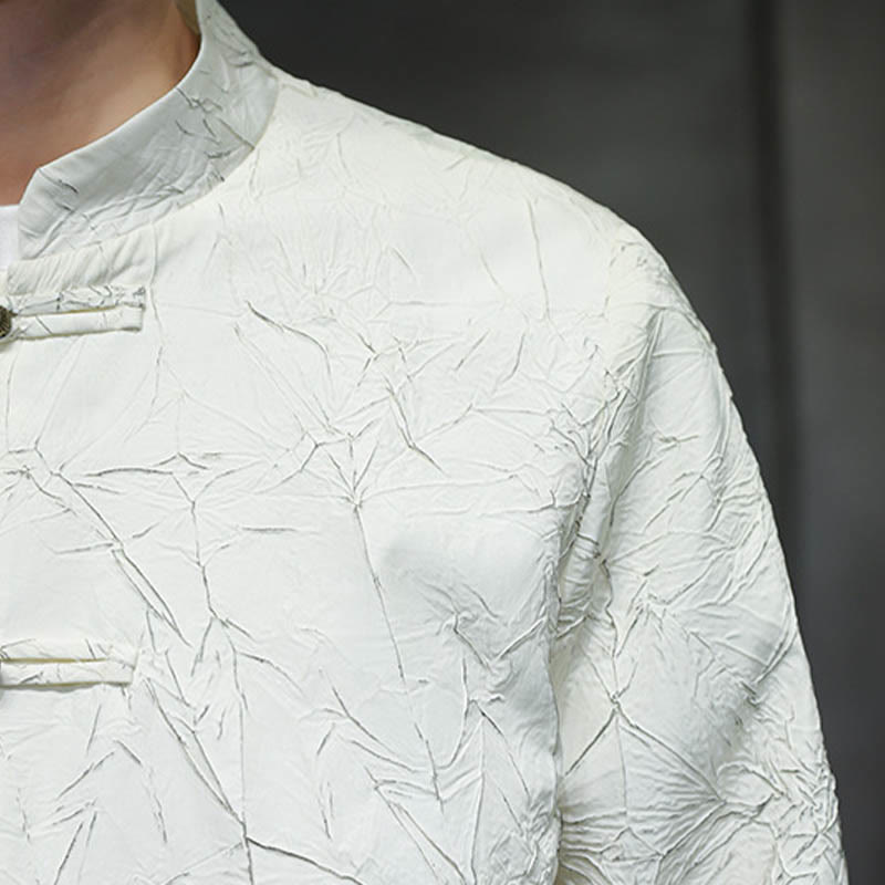 Buddha Stones Tang Suit Casual Frog-bottoni Manica Lunga Nylon Giacca Camicia Uomo Abbigliamento - image 11
