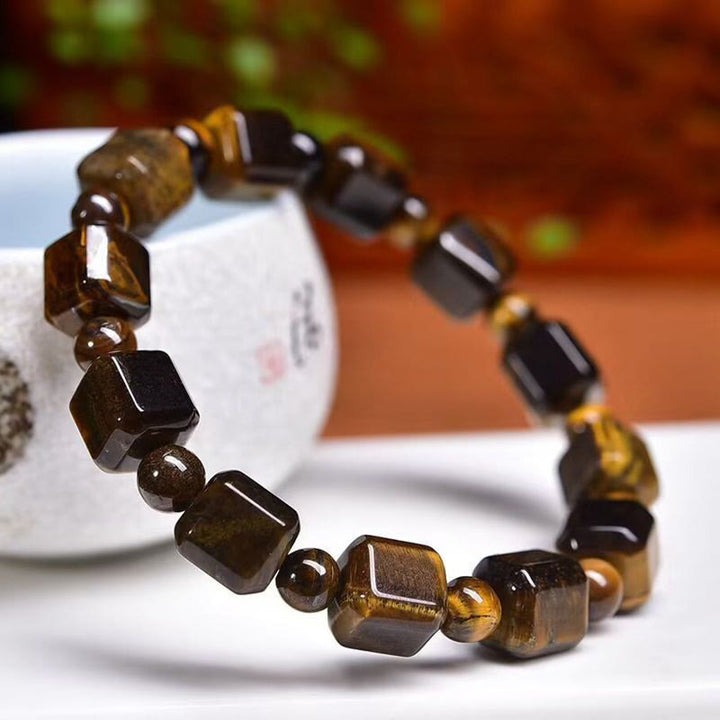 Braccialetto di protezione con occhio di tigre Buddha Stones