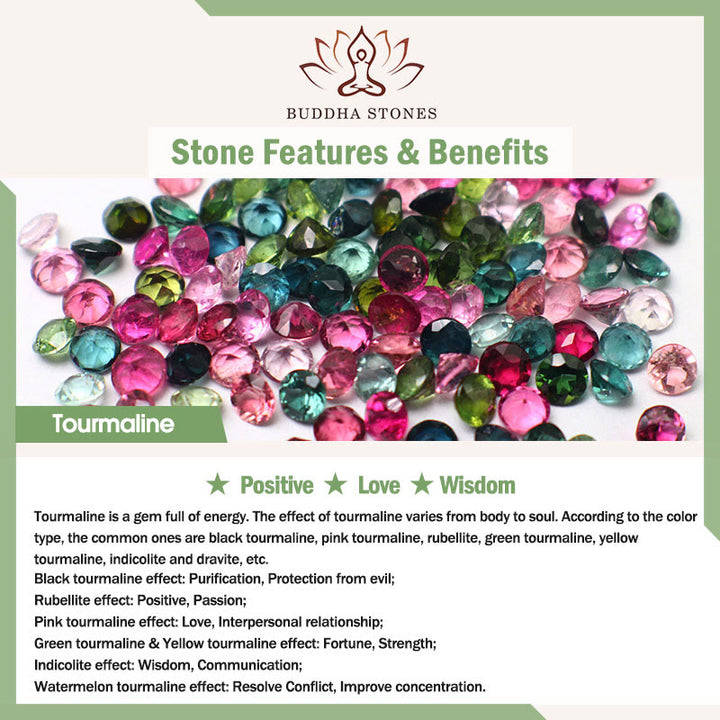 Bracciale della saggezza in tormalina nera Buddha Stones
