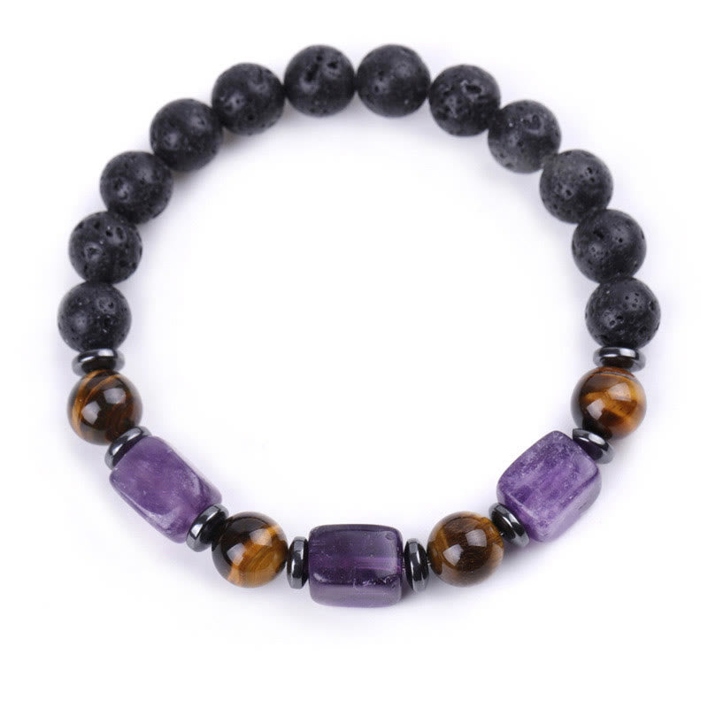 Buddha Stones Vari Cristalli Pietra lavica Bracciale Calma
