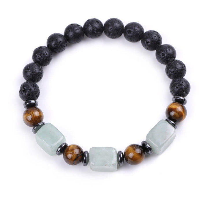 Buddha Stones Vari Cristalli Pietra lavica Bracciale Calma