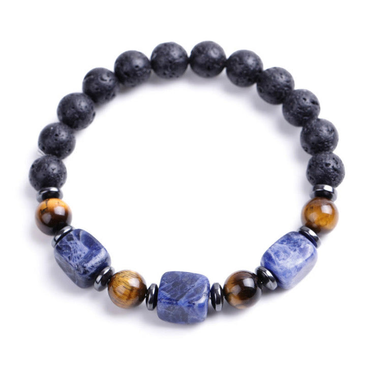 Buddha Stones Vari Cristalli Pietra lavica Bracciale Calma