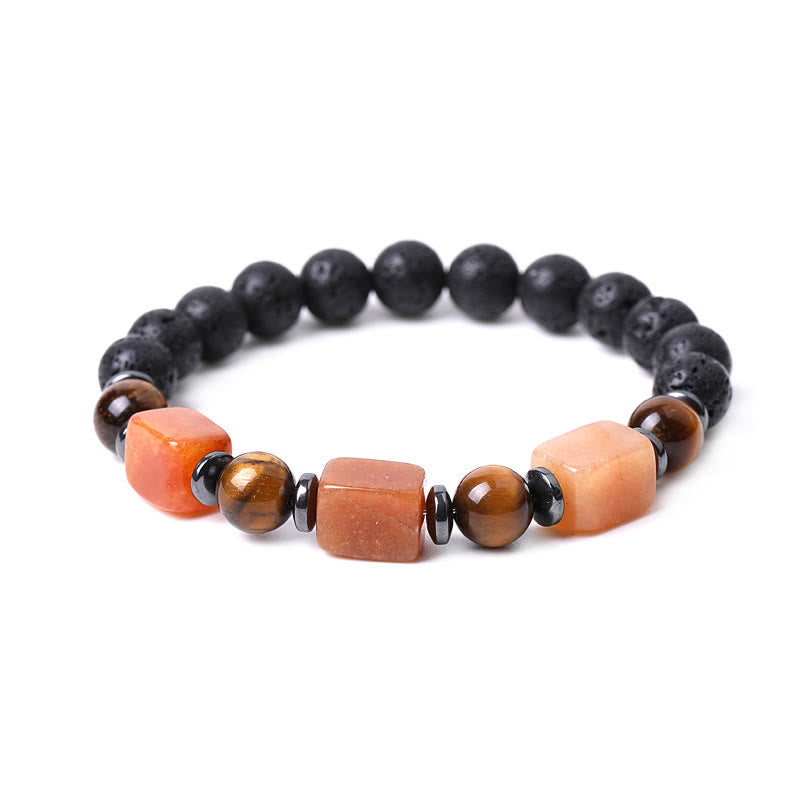 Buddha Stones Vari Cristalli Pietra lavica Bracciale Calma