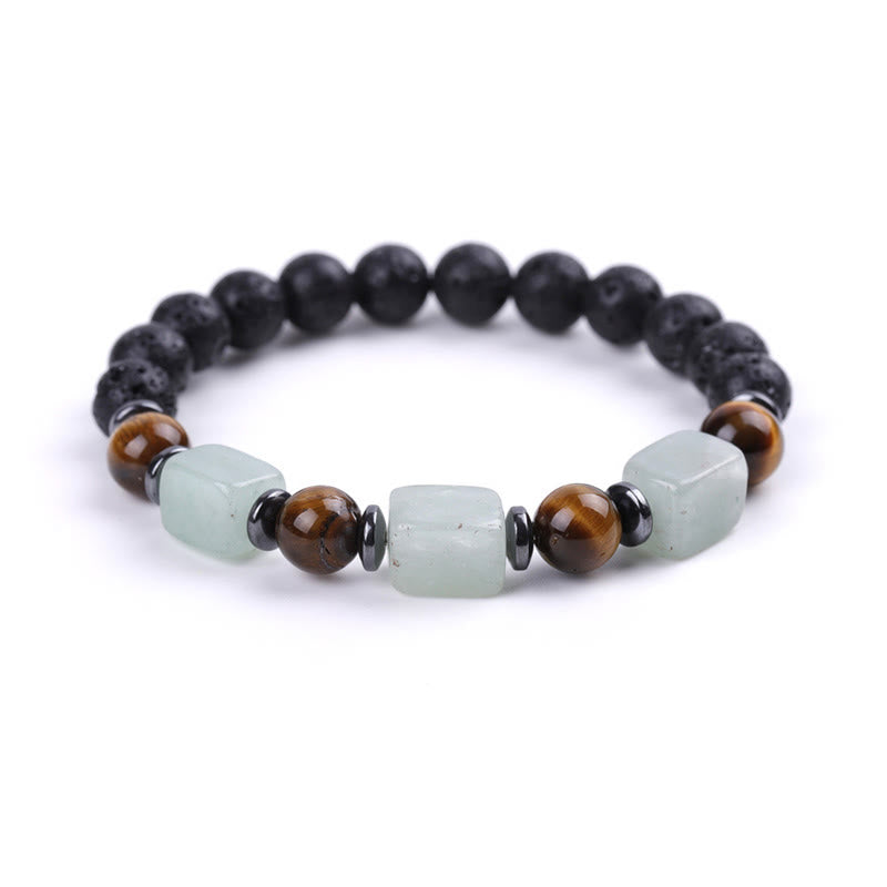 Buddha Stones Vari Cristalli Pietra lavica Bracciale Calma