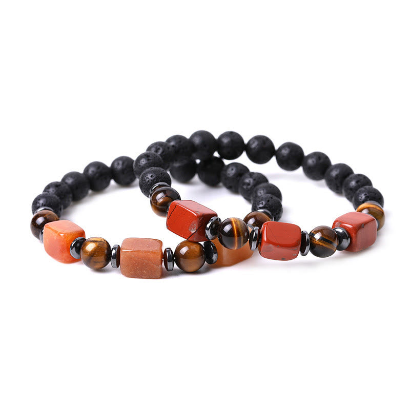 Buddha Stones Vari Cristalli Pietra lavica Bracciale Calma
