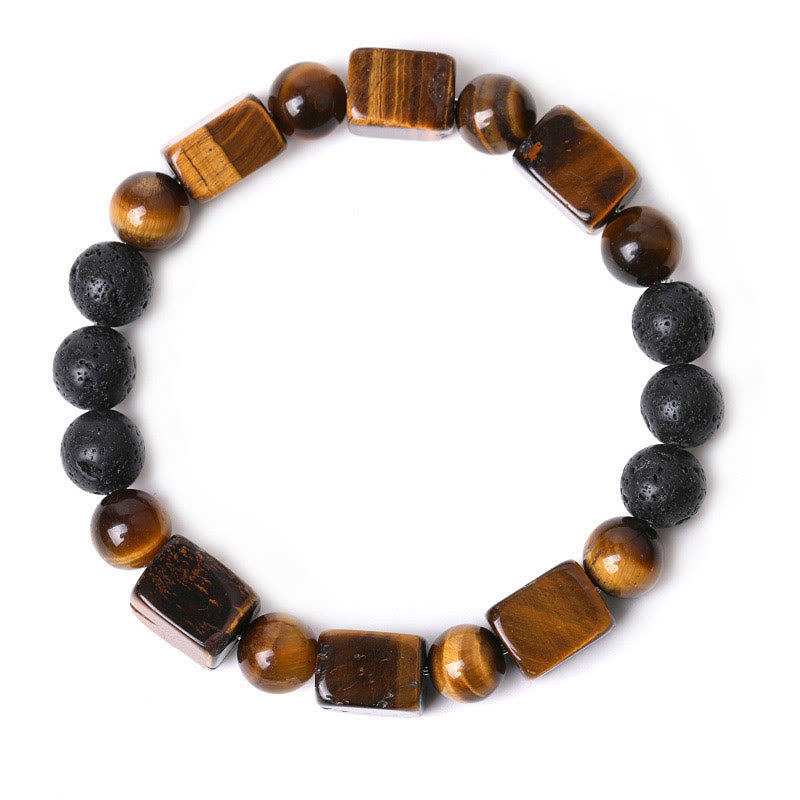 Braccialetto di supporto in pietra lavica con vari cristalli Buddha Stones