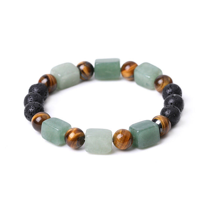 Braccialetto di supporto in pietra lavica con vari cristalli Buddha Stones