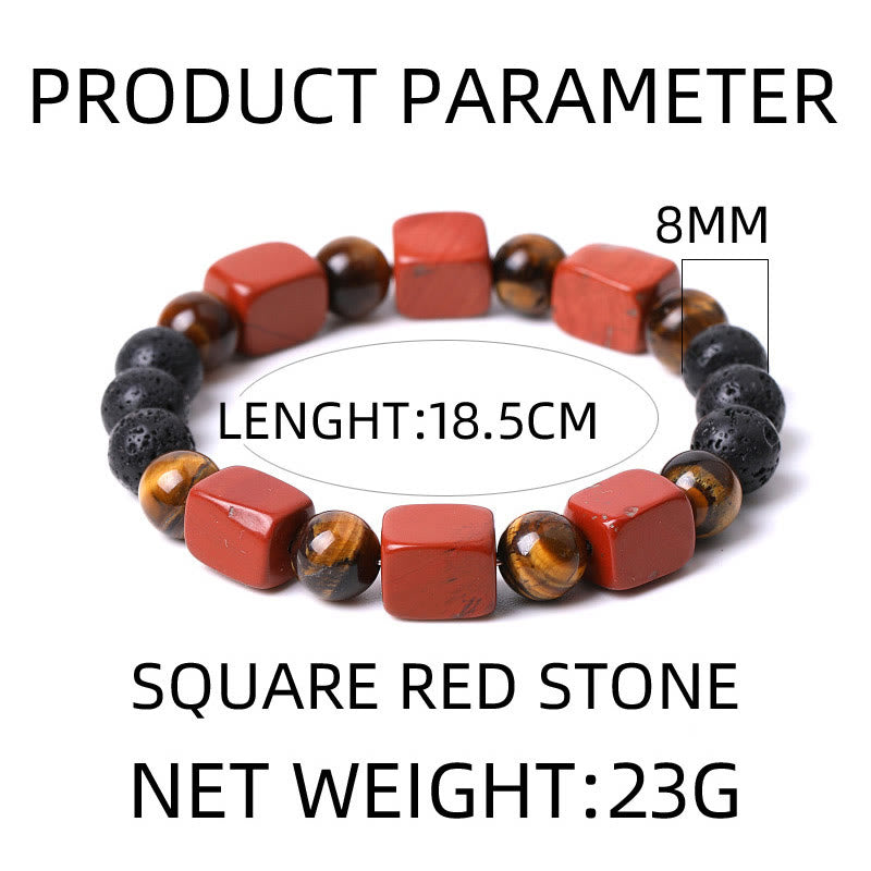 Braccialetto di supporto in pietra lavica con vari cristalli Buddha Stones