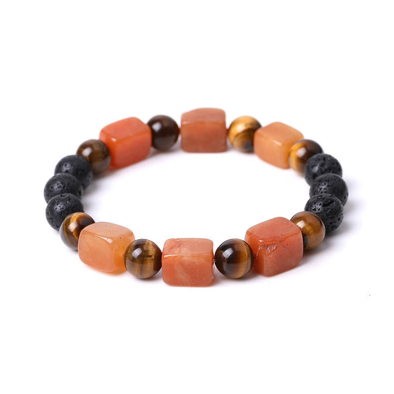 Braccialetto di supporto in pietra lavica con vari cristalli Buddha Stones