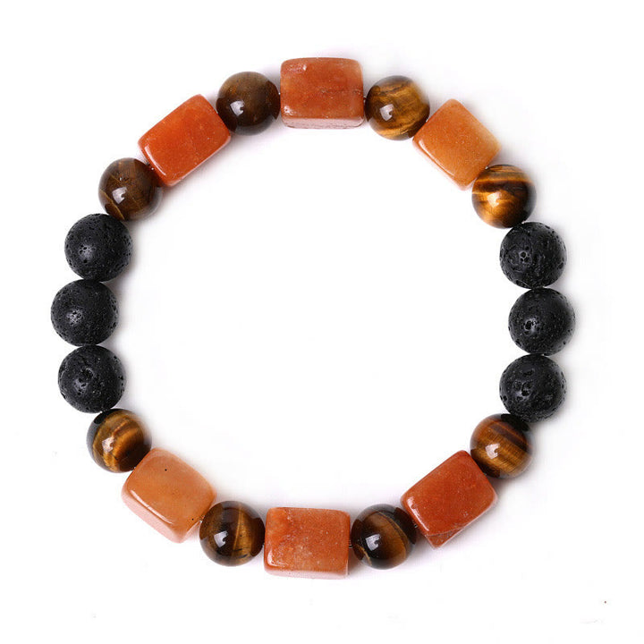 Braccialetto di supporto in pietra lavica con vari cristalli Buddha Stones