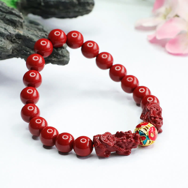 Braccialetto Buddha Stones Cinnabar Double PIXIU Keep Away Evil Spirits - image 8