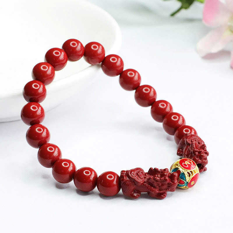 Braccialetto Buddha Stones Cinnabar Double PIXIU Keep Away Evil Spirits - image 2