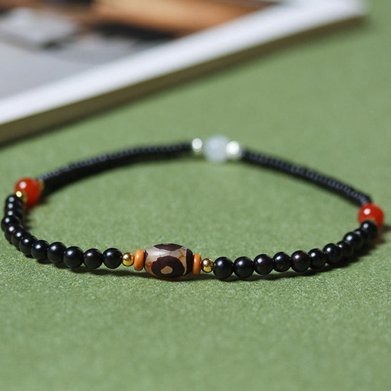 Braccialetto doppio giro Buddha Stones Ebano Sandalo Sandalo verde Perline Dzi Equilibrio Calma