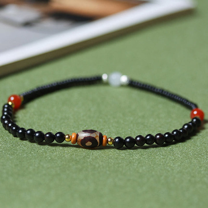 Braccialetto doppio giro Buddha Stones Ebano Sandalo Sandalo verde Perline Dzi Equilibrio Calma