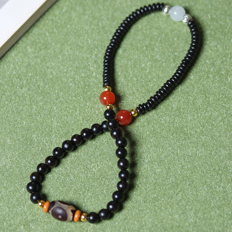 Braccialetto doppio giro Buddha Stones Ebano Sandalo Sandalo verde Perline Dzi Equilibrio Calma