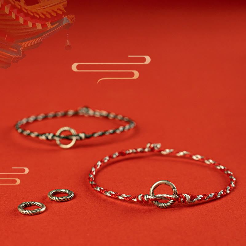 Braccialetto con cordino portafortuna Buddha Stones in argento sterling 925 con fibbia della pace - image 18