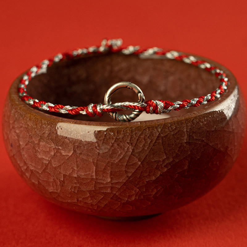 Braccialetto con cordino portafortuna Buddha Stones in argento sterling 925 con fibbia della pace - image 2