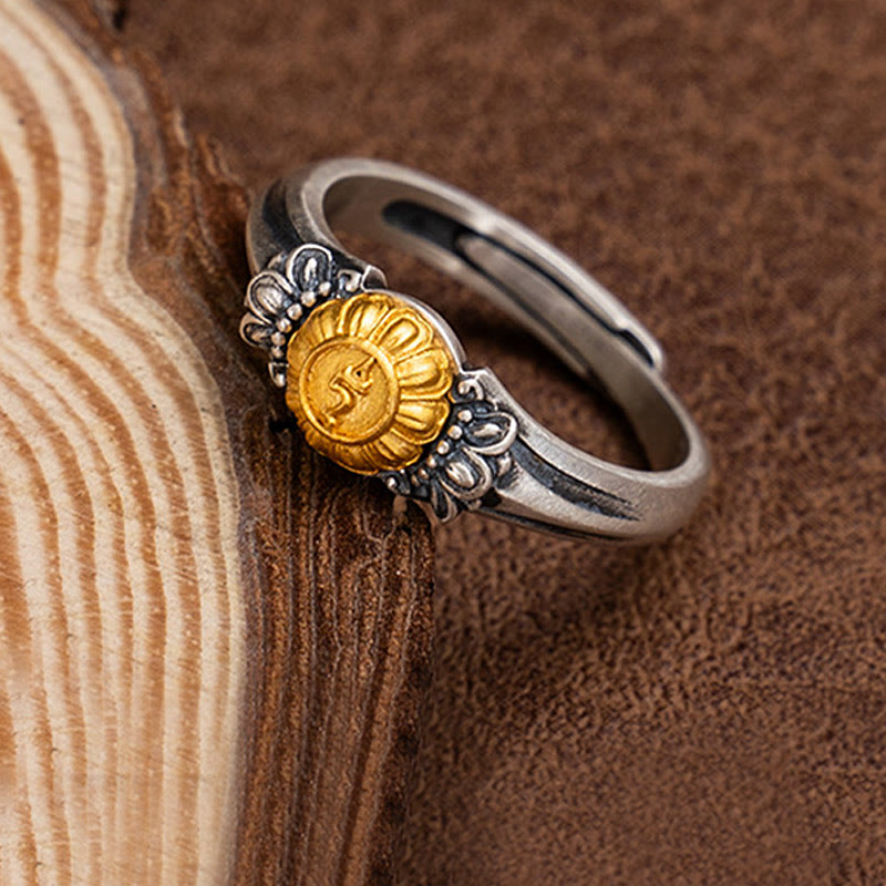Anello regolabile di protezione Bodhisattva Tara in argento sterling 925 placcato oro Buddha Stones - image 10