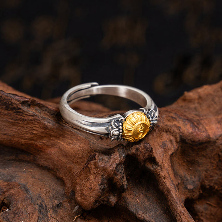Anello regolabile di protezione Bodhisattva Tara in argento sterling 925 placcato oro Buddha Stones - image 8