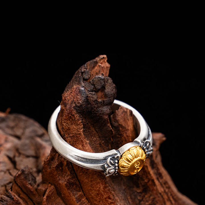 Anello regolabile di protezione Bodhisattva Tara in argento sterling 925 placcato oro Buddha Stones - image 9