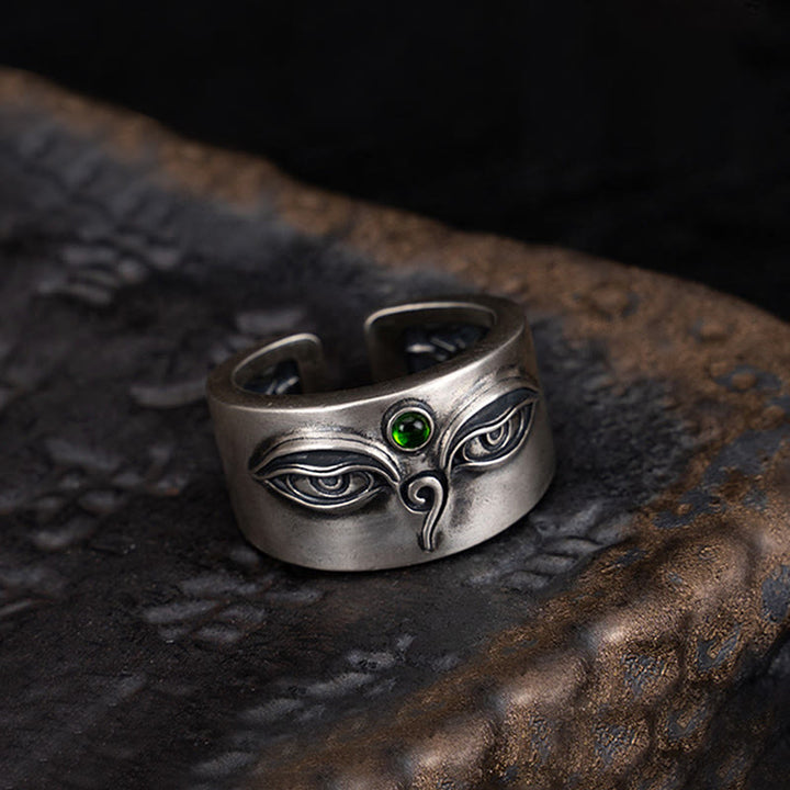 Anello regolabile Buddha Stones in argento sterling 925 Bodhisattva Tara Calm - image 1