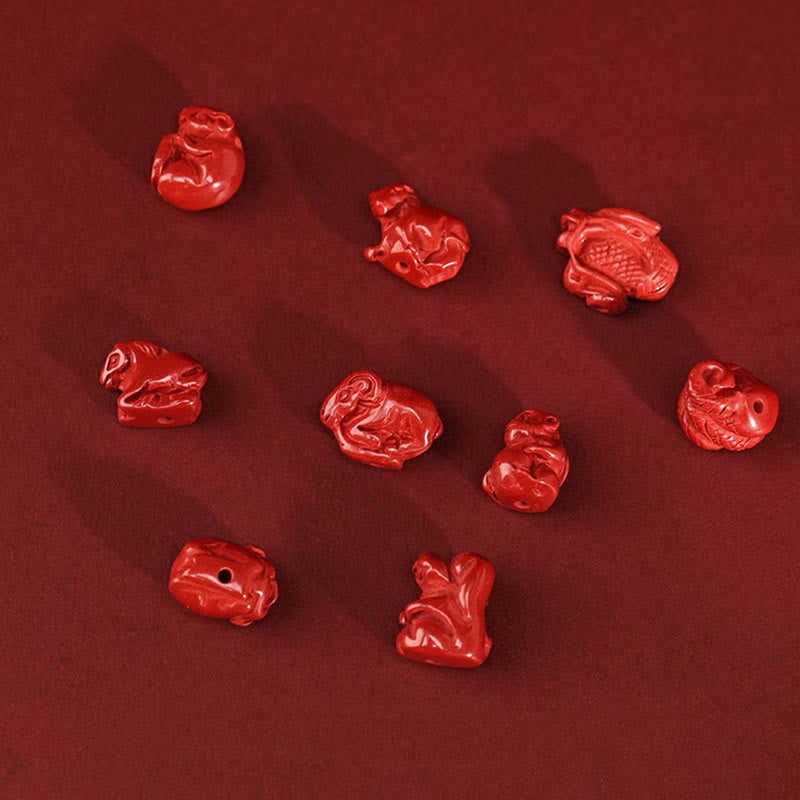 Buddha Stones Cinabro naturale Drago Benedizione Catena per la pancia con corda rossa