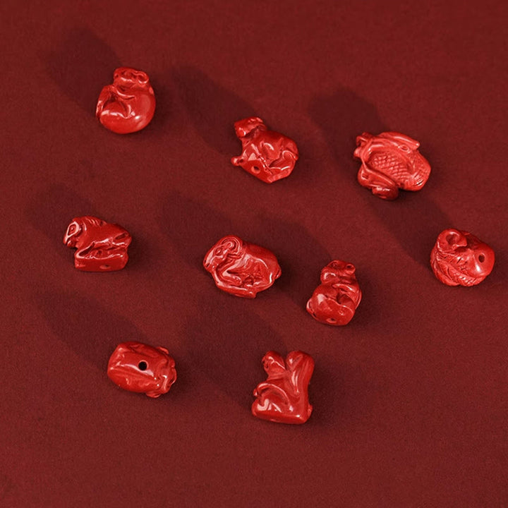 Buddha Stones Cinabro naturale Drago Benedizione Catena per la pancia con corda rossa