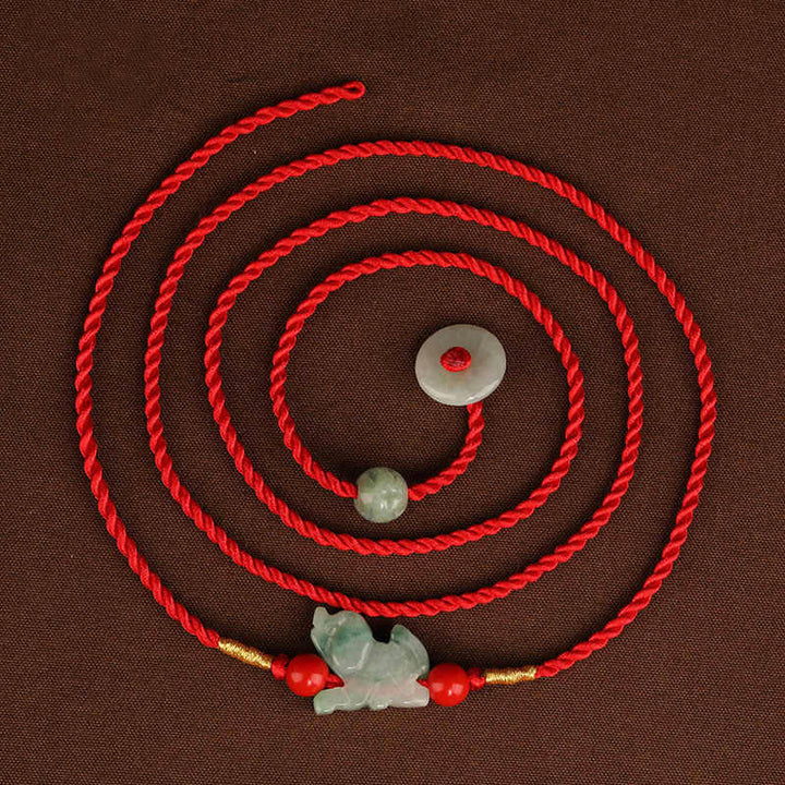 Buddha Stones giada fibbia della pace benedizione corda rossa catena per la pancia