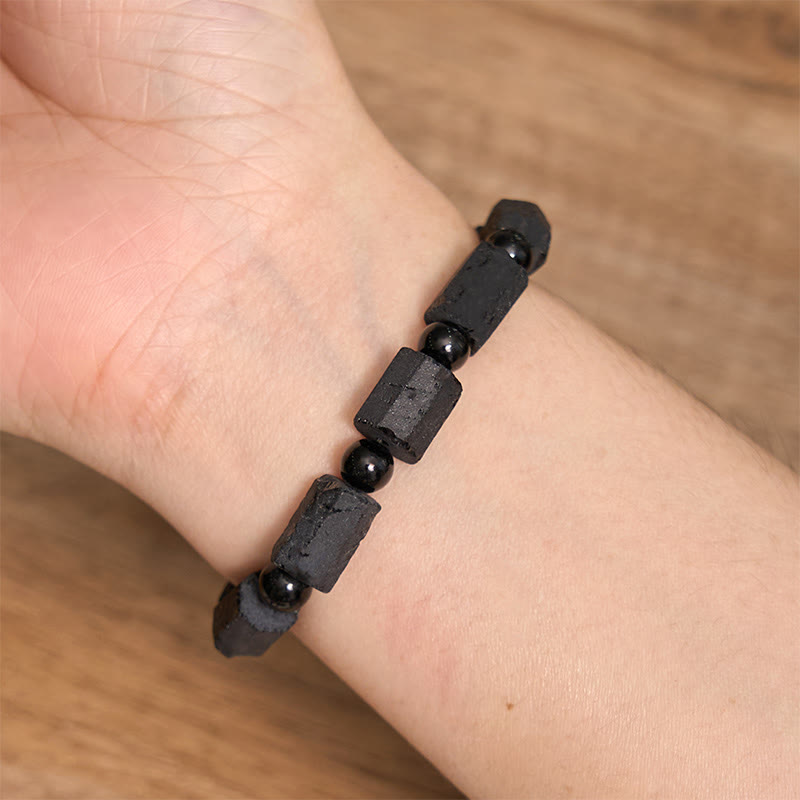 Bracciale della saggezza in tormalina nera Buddha Stones
