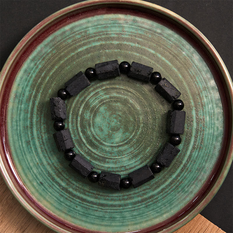 Bracciale della saggezza in tormalina nera Buddha Stones