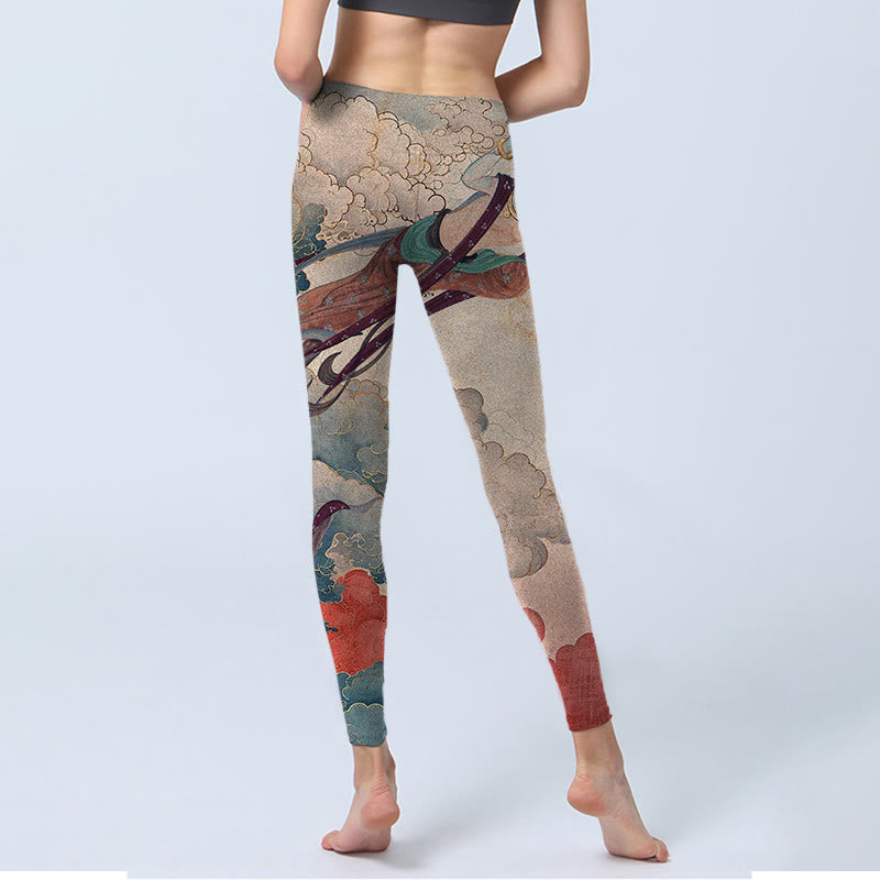 Buddha Stones Dunhuang Flying Apsaras Auspicious Clouds Stampa Leggings Fitness Pantaloni Yoga Donna - image 7